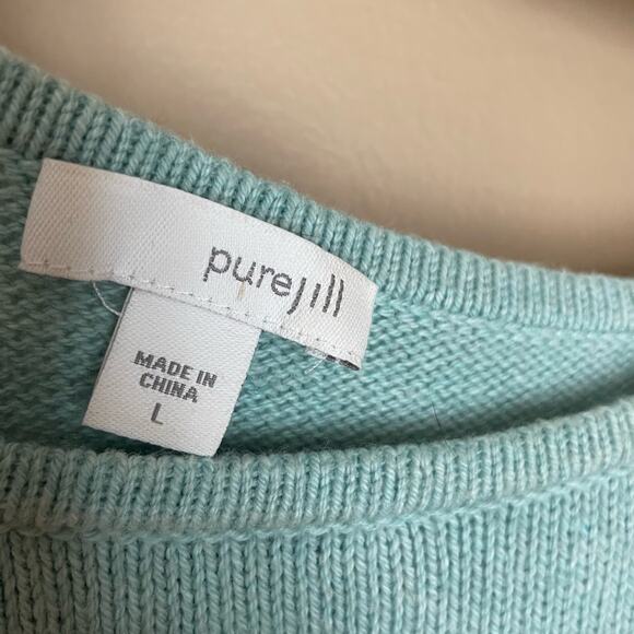 J. Jill Pure Wool & Cotton Sweater Womens Large Long Sleeve with Front Pockets - Picture 4 of 9